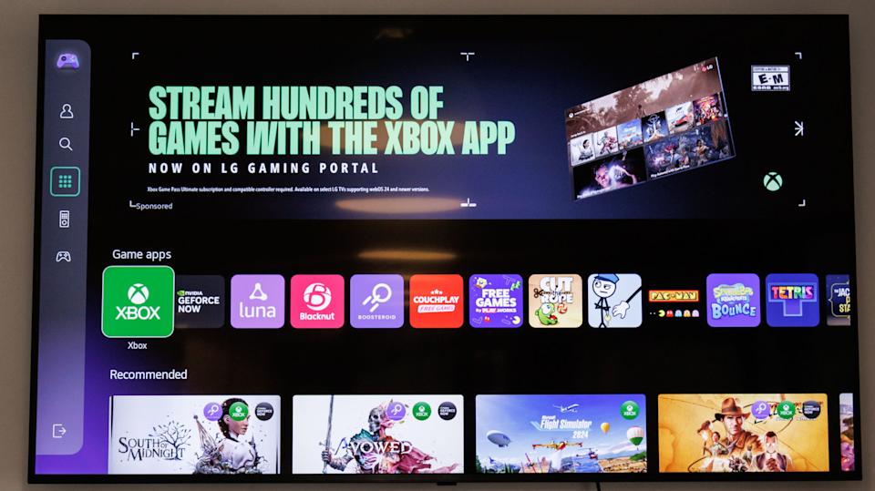 LG smart TV with cloud gaming app on screen