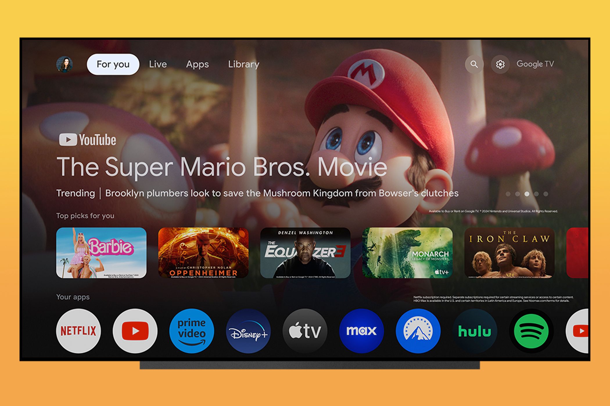 A modern TV interface showcasing a user-friendly tv app menu